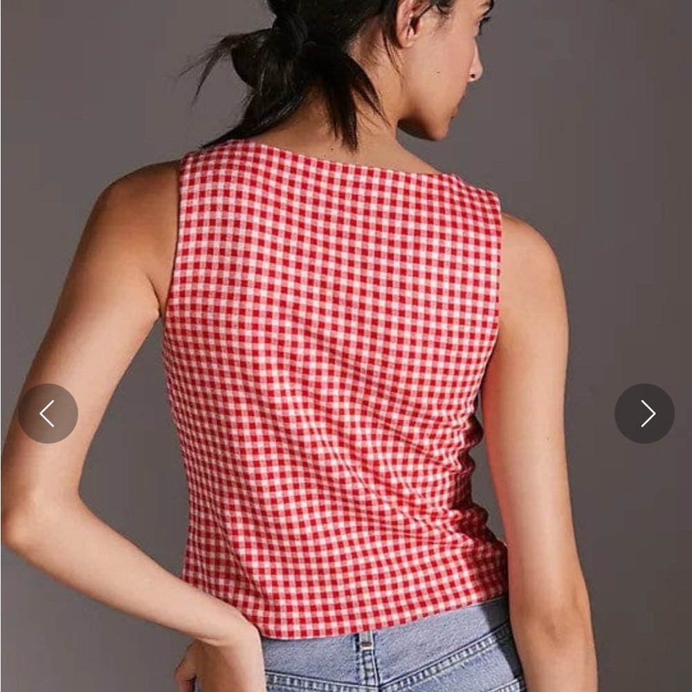 Gingham Sleeveless Plaid Bow Top - Picture 3 of 7